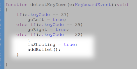 Changing the isShooting variable to true will enable 